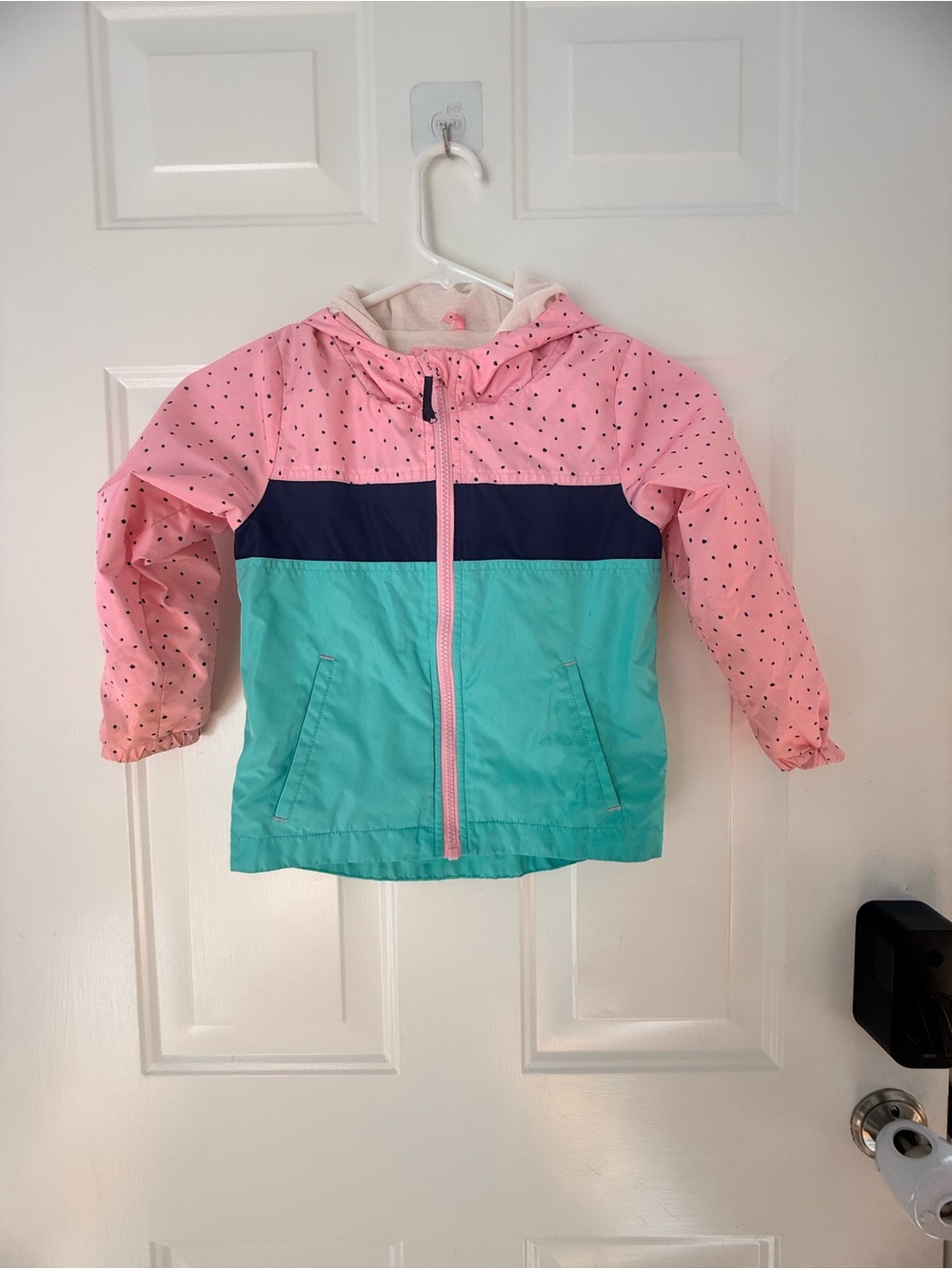 Cat & Jack Pink and Navy Polka Dot Hoodie